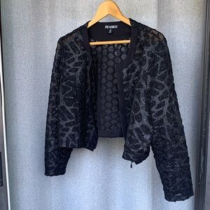 Vintage Black Lace Women's Sheer Jacket